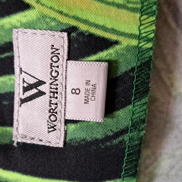 NWT Worthington Womens Skirt Blk, Green, Yellow Tropical Print Sz 8 - Picture 4 of 9